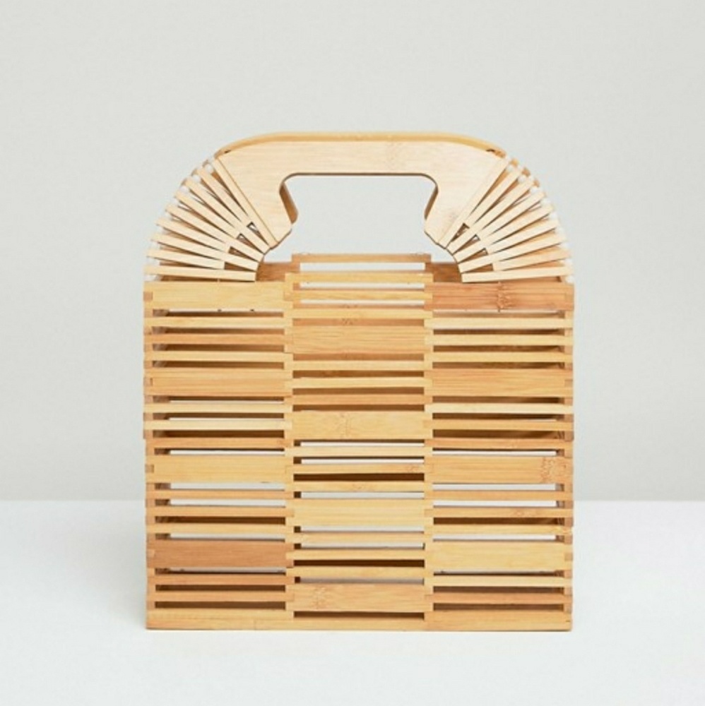Asos Design Bamboo Wooden Boxy Clutch Bag